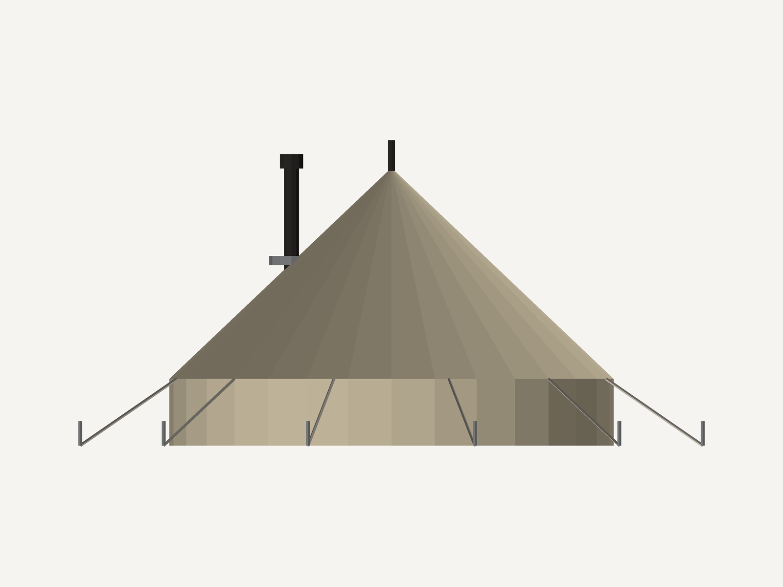4m Fire Retardant Bell Tent with Stove Hole (3D Studio Edition)